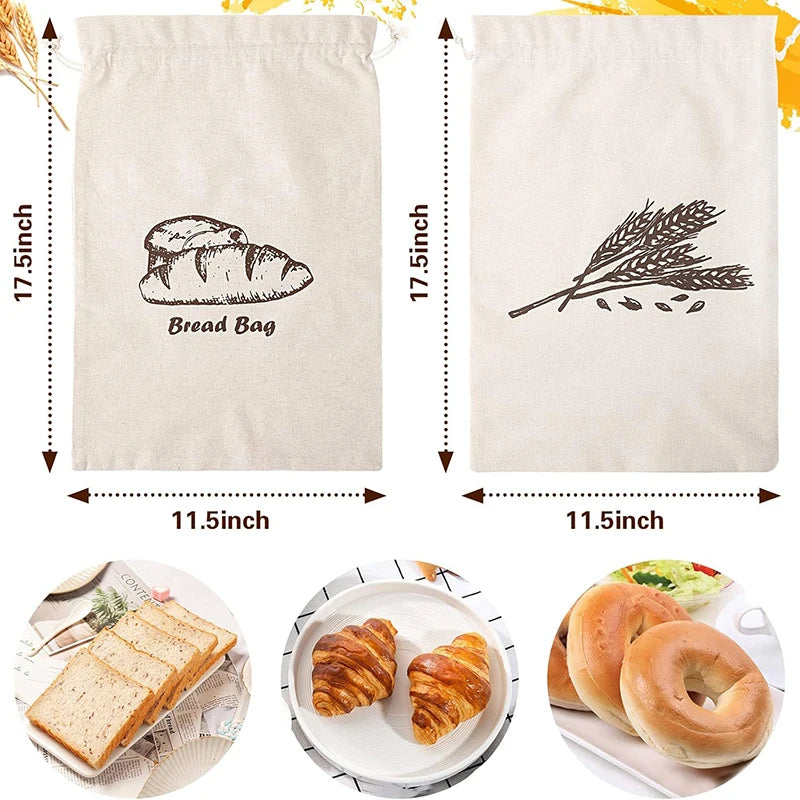 Natural Linen Bread Bag Reusable Drawstring Bag For Loaf Artisan Bread Storage Bag Food Storage Bag Bread Storage Bag Bread Bag