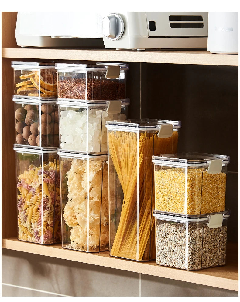 Sealed plastic food storage box cereal candy Dried jars with lid fridge storageTank containers household items kitchen organizer