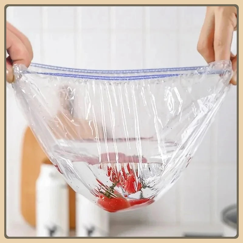 Colorful Disposable Food Cover Dust Food Grade Fresh Lids Elastic Plastic Wrap Shower Cap Fruit Food Cover Fresh Keeping Bag