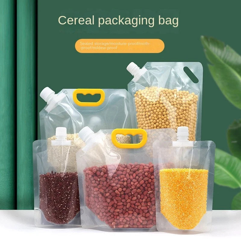4Pcs Sealed Bags Set Grain Sugar Storage Pouch Kitchen Airtight Containers Bags Food Grade Large Diameter Sealed Pouch Household