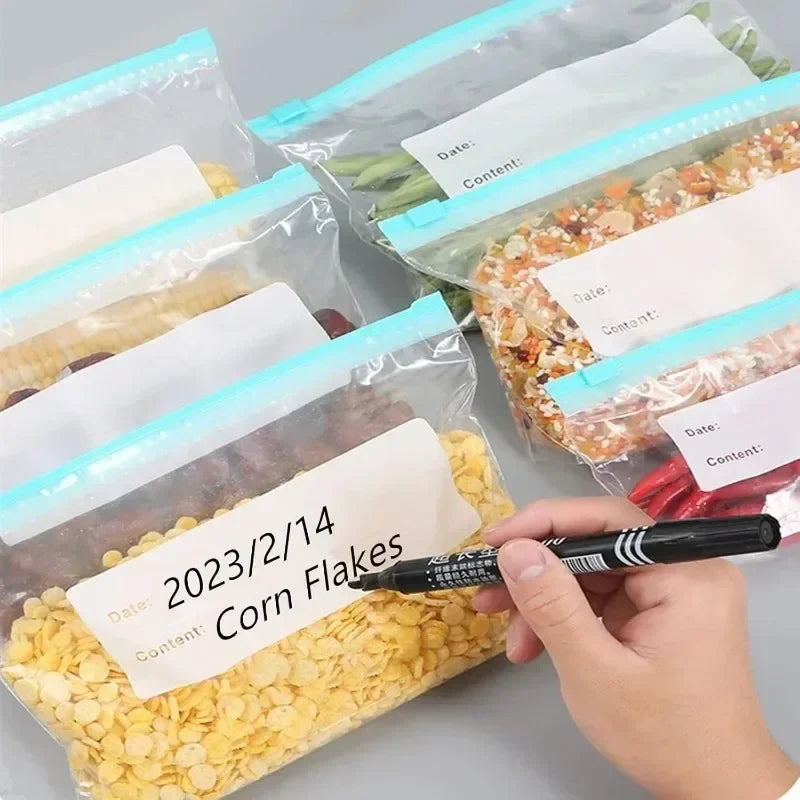 3 Sizes Reusable Food Storage Bags Kitchen Refrigerator Fruit Vegetable Meat Sealed Zip Bag Household Plastic Sealing Containers