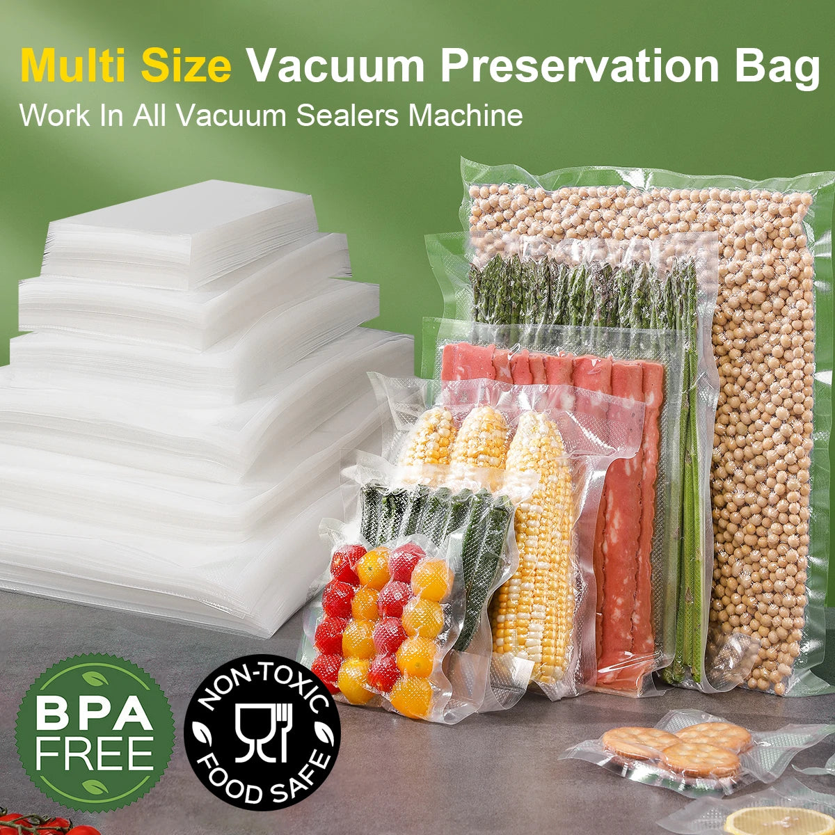 100pcs/lot Kitchen Vacuum Bags for Food Vacuum Sealer Packing Machine Food Storage Bag BPA-Free Kitchen Accessories