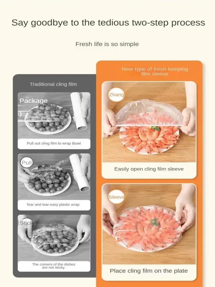 Reusable Disposable Food Cover Plastic Wrap Durable Elastic Food Lids for Bowls Elastic Plate Covers for Kitchen Food Saver Bag