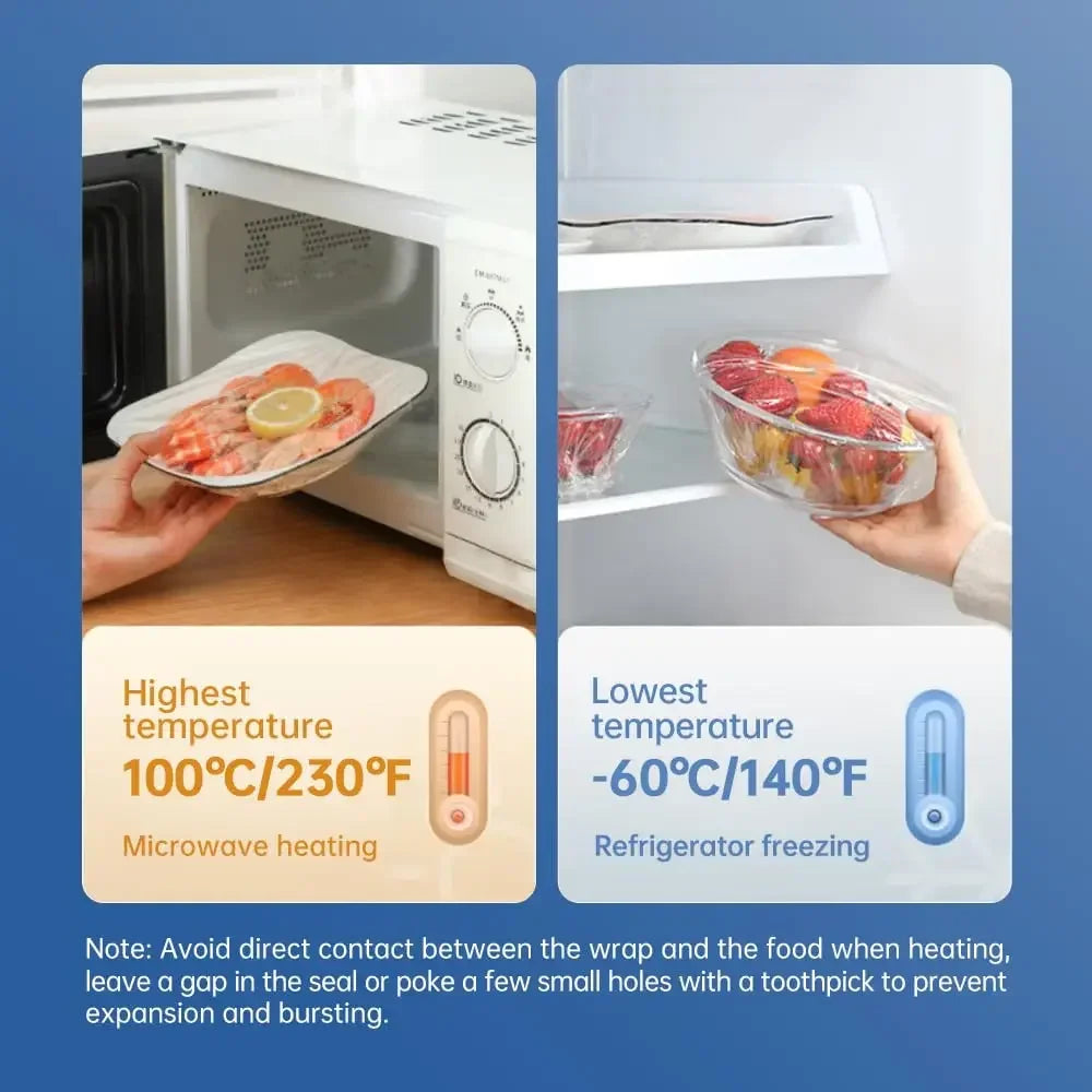 Microwavable Cling Film Wrap, Clear Plastic, Food Packing, Kitchen Storage Wrapping Film, Keeping Food Fres, 30cm * 100m