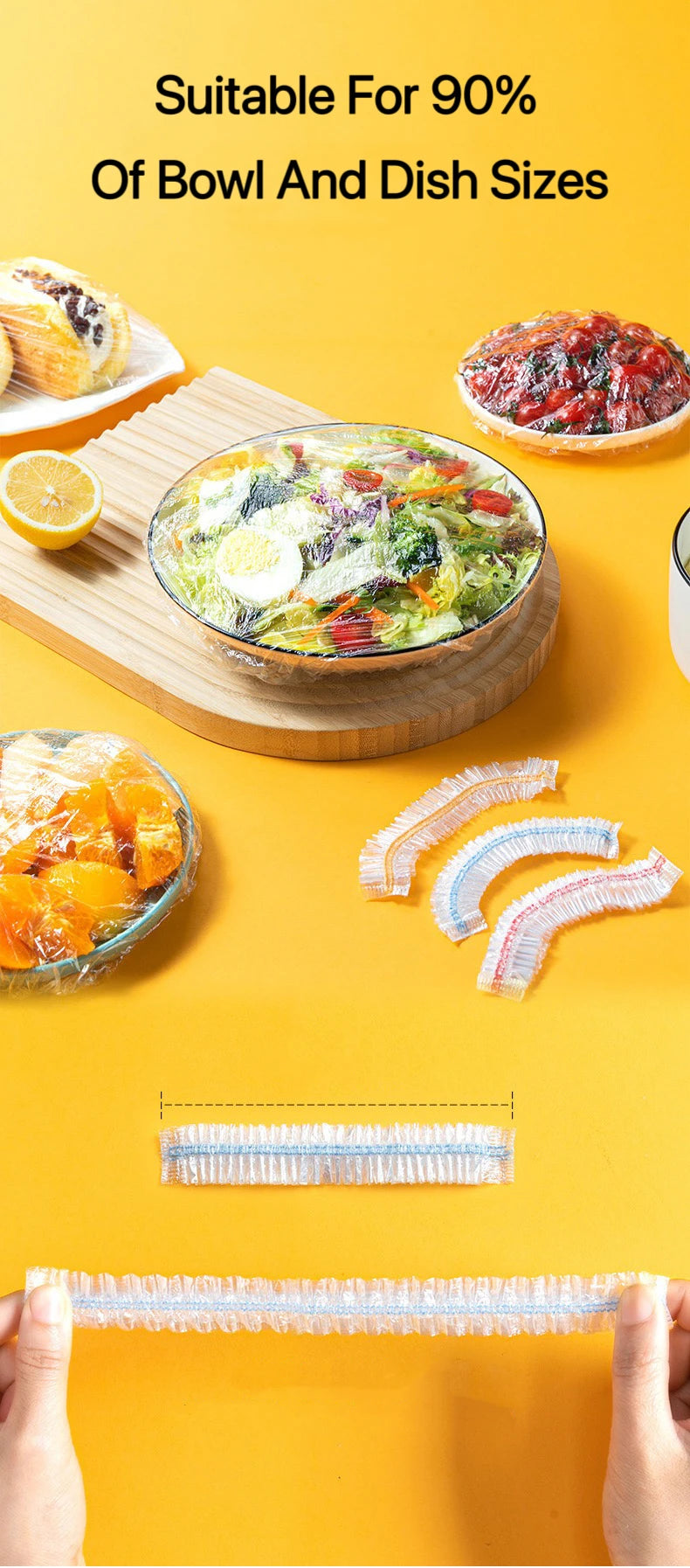 Plastic Food Cover Bags Food Grade Fresh-keeping Transparent Packaging Bag Reusable Wrap Kitchen Disposable Colorful Cling Film