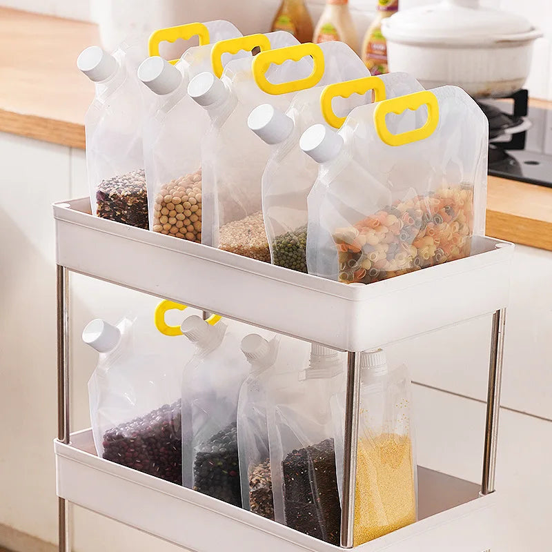 4Pcs Sealed Bags Set Grain Sugar Storage Pouch Kitchen Airtight Containers Bags Food Grade Large Diameter Sealed Pouch Household