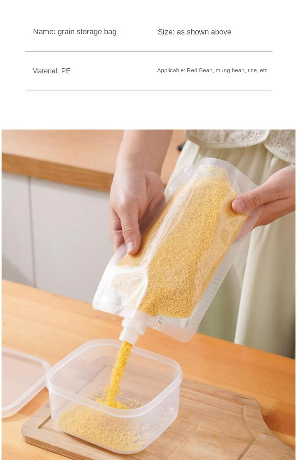 4Pcs Sealed Bags Set Grain Sugar Storage Pouch Kitchen Airtight Containers Bags Food Grade Large Diameter Sealed Pouch Household