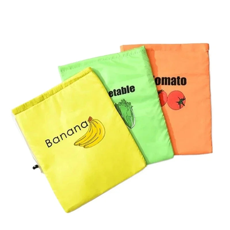 Preservation Storage Bags For Fruits Vegetables Fresh Keeping Reusable Drawstring Banana Bundle Pocket Lettuce Organizer