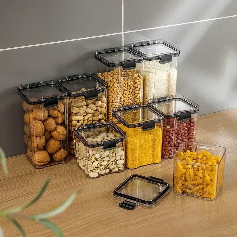 460-1800ml Sets Kitchen Stackable Sealed Jar Plastic Food Storage Box Multigrain Tank Bottle Dried Fruit Tea Storage Containers