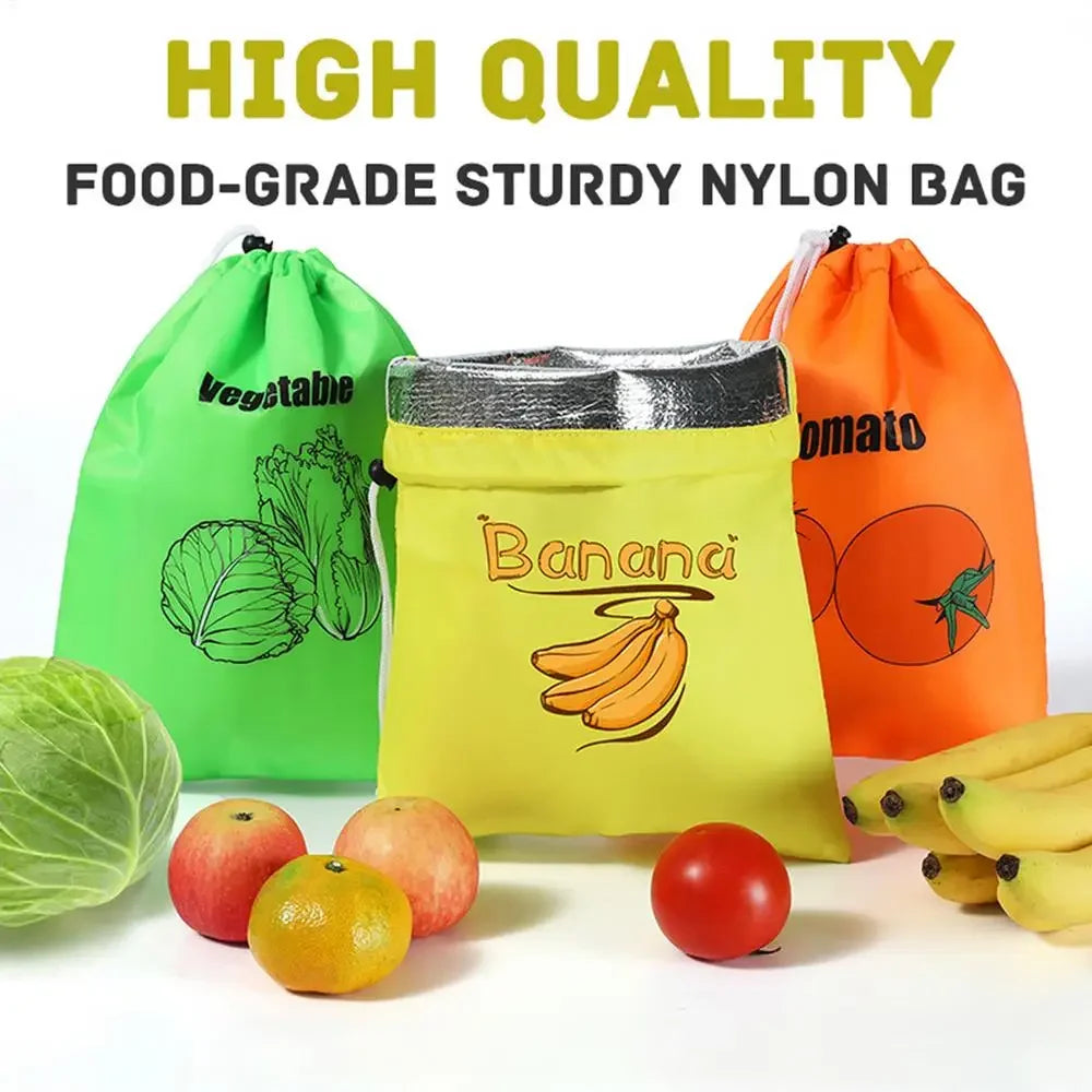 Preservation Storage Bags For Fruits Vegetables Fresh Keeping Reusable Drawstring Banana Bundle Pocket Lettuce Organizer