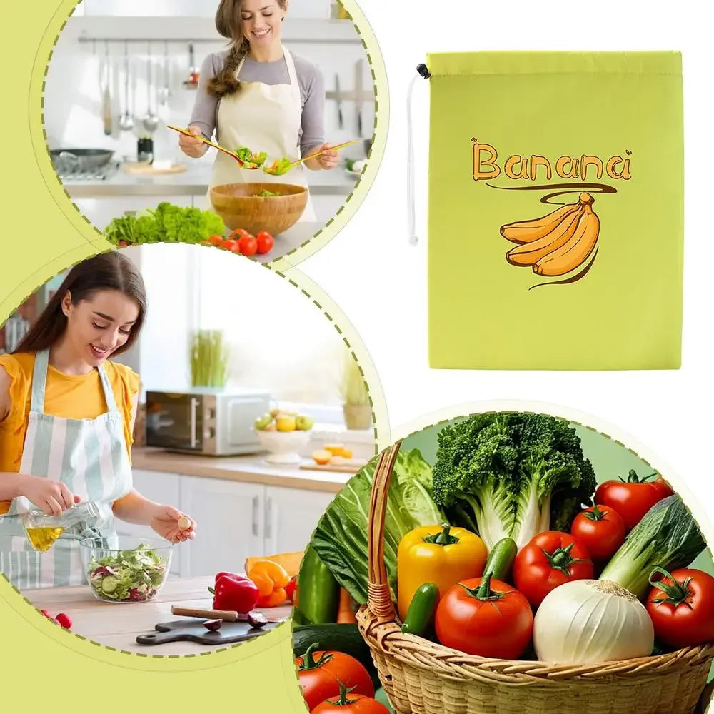 Preservation Storage Bags For Fruits Vegetables Fresh Keeping Reusable Drawstring Banana Bundle Pocket Lettuce Organizer