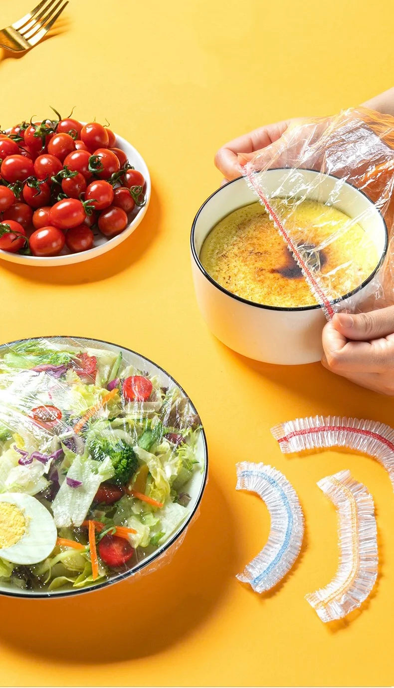 Plastic Food Cover Bags Food Grade Fresh-keeping Transparent Packaging Bag Reusable Wrap Kitchen Disposable Colorful Cling Film