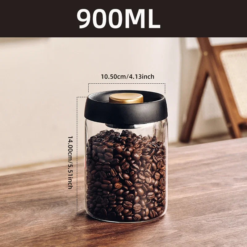 Vacuum Sealed Jar Coffee Bean Storage Bottle Kitchen Food Grain Tea Glass Jar Fresh Storage Jar Kitchen Accessories
