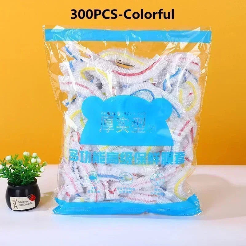 Colorful Disposable Food Cover Plastic Elastic Wrap Bags for Fruit Vegetable Fresh-keeping Bag Reusable Saran Wrap