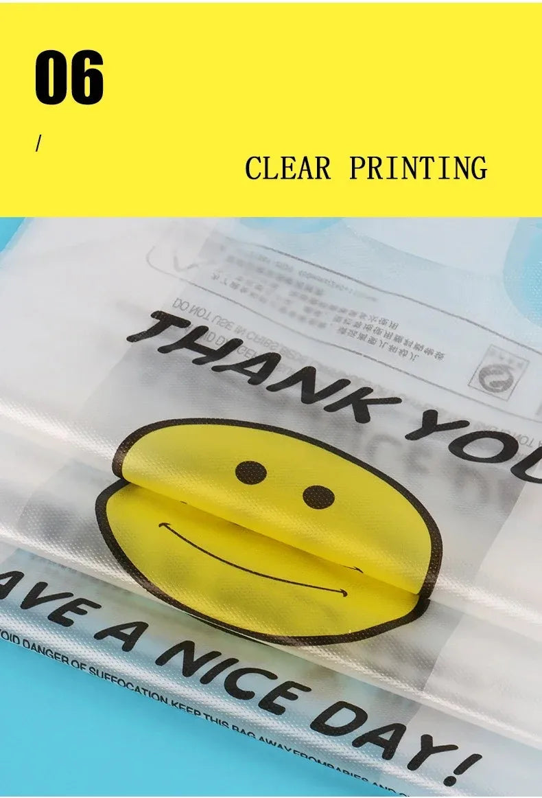 50 Pcs Plastic Bag 3 Sizes Food Storage Bags with Handle supermarket Grocery Shopping Useful Shopping Bag Kitchen Storage Basket