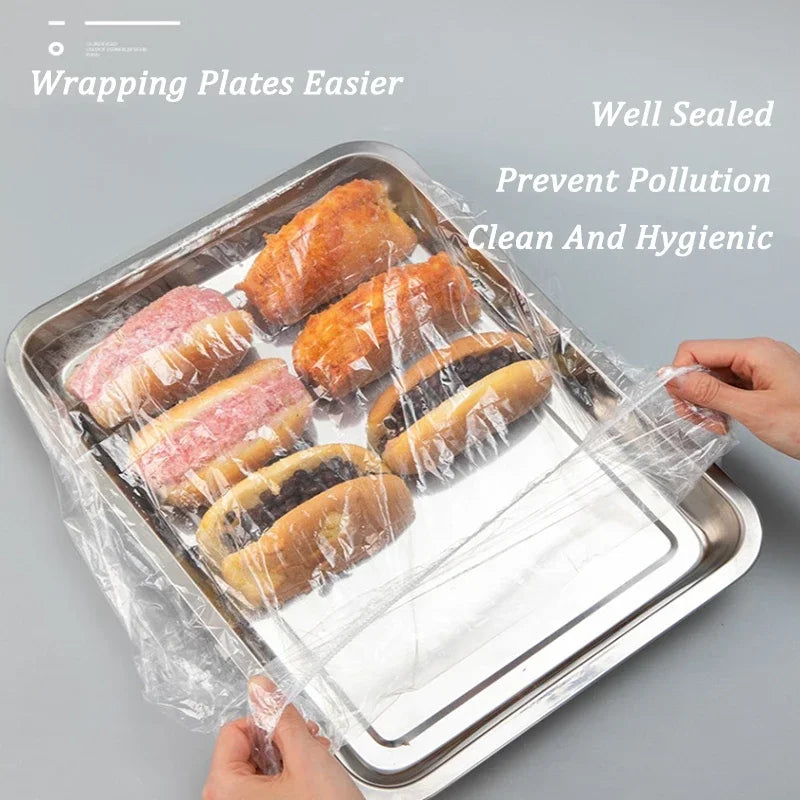 80/70/52/42cm Disposable Food Cover Wrap Food Grade Fruit Vegetable Storage Bag Elastic Plastic Bag Kitchen Fresh Keeping Bag