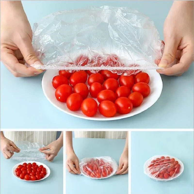 Colorful Disposable Food Cover Plastic Elastic Wrap Bags for Fruit Vegetable Fresh-keeping Bag Reusable Saran Wrap
