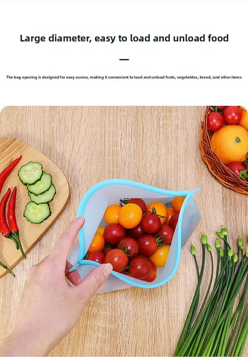 Reusable Silicone Food Storage Bags Thickened Airtight Seal Anti-Odor For Vegetable Fruit Snack Portable Storage Bags