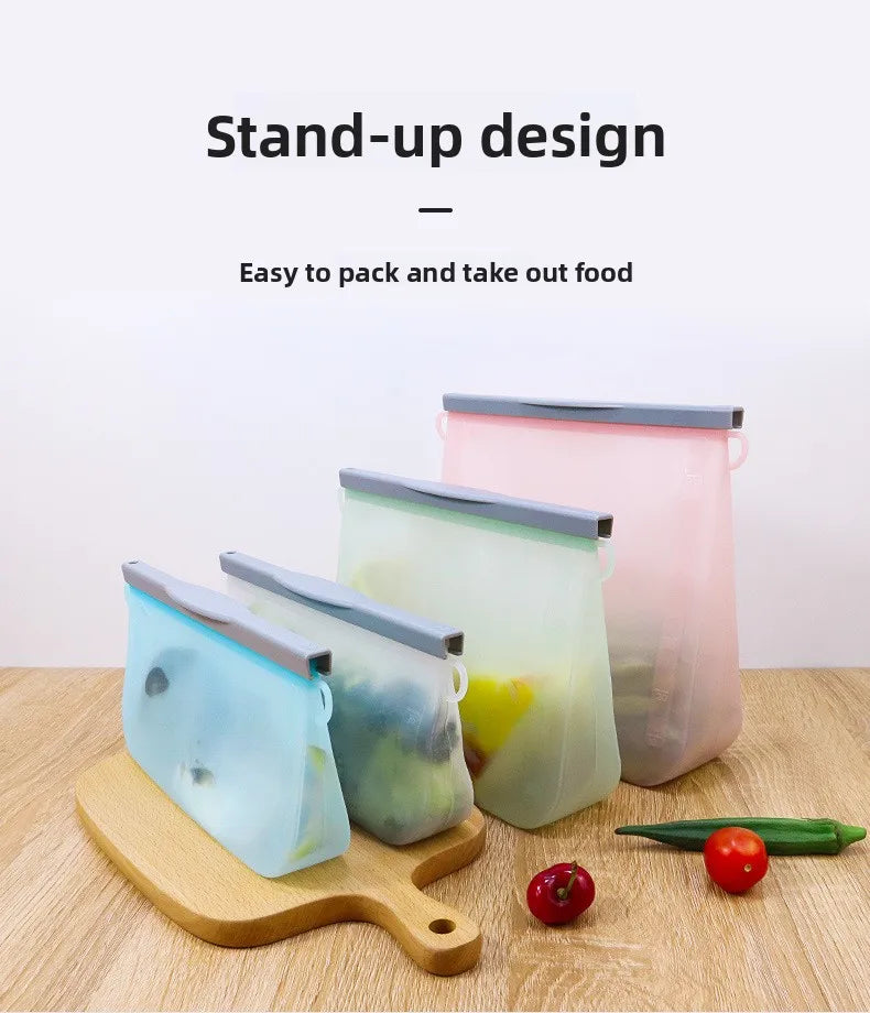 Reusable Silicone Food Storage Bags Thickened Airtight Seal Anti-Odor For Vegetable Fruit Snack Portable Storage Bags