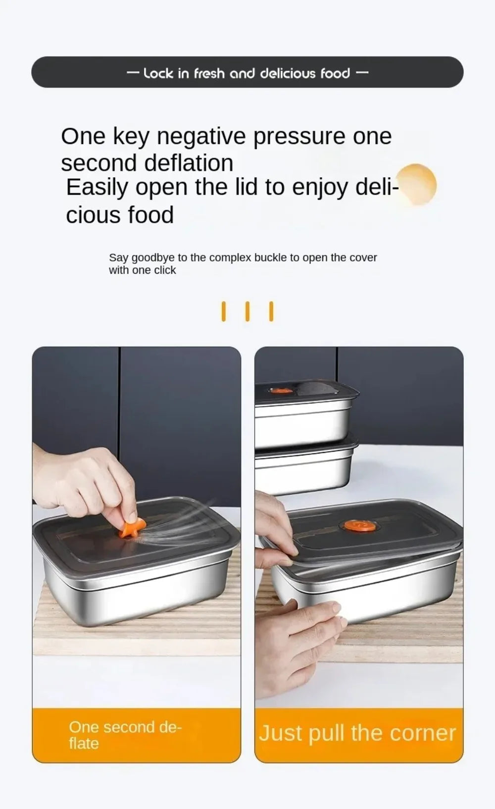 Stainless Steel Camping Lunch Box Sealed Leak-proof Bento Box Microwave Suitable Large Capacity Refrigerator Freezer Storage Box