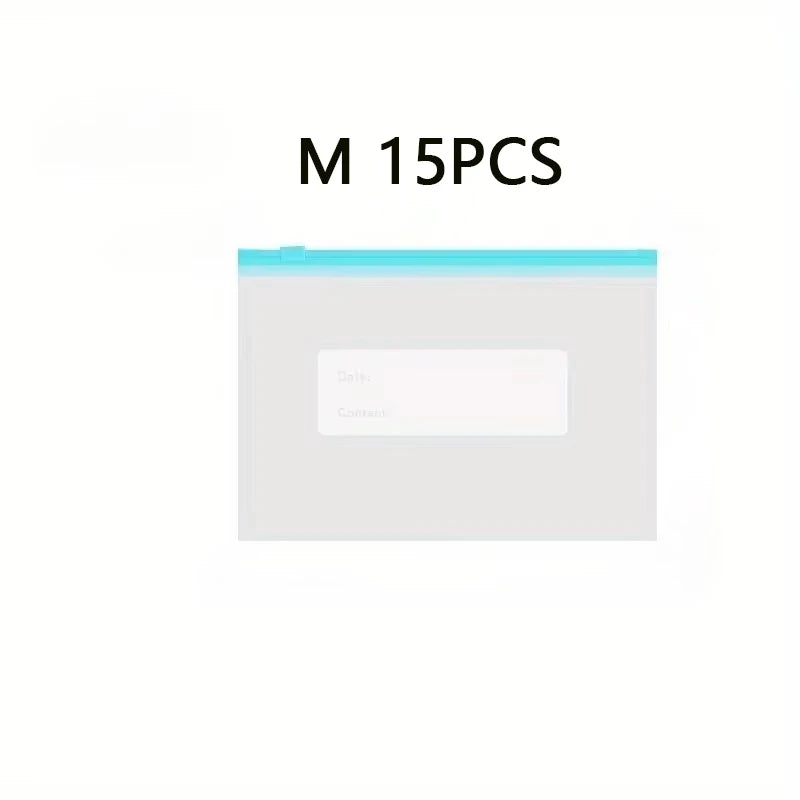 10/15/20/45Pcs Reusable Zipper Fresh-keeping Bag Kitchen Thickened Sealed Bag Refrigerator Fruit Vegetable Leakproof Storage Bag