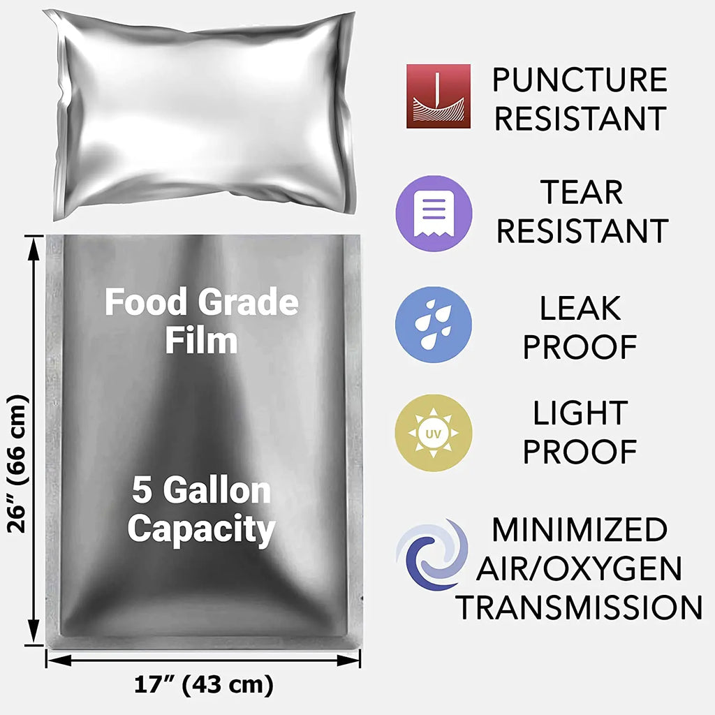10 Packs 5 Gallons Mylar Bags Aluminum Foil For Food Long Term Storage Moisture-proof,Air Tightness