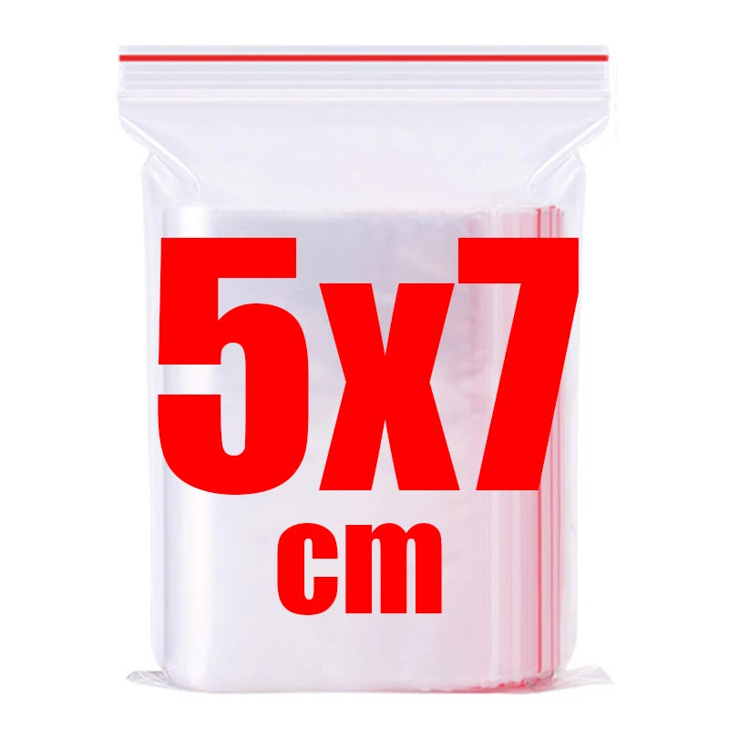 500/100pcs Self Sealed Bags Plastic Storage Bag for Jewelry Food Pills Transparent Zipper Storage Bag Package Pouches Wholesale